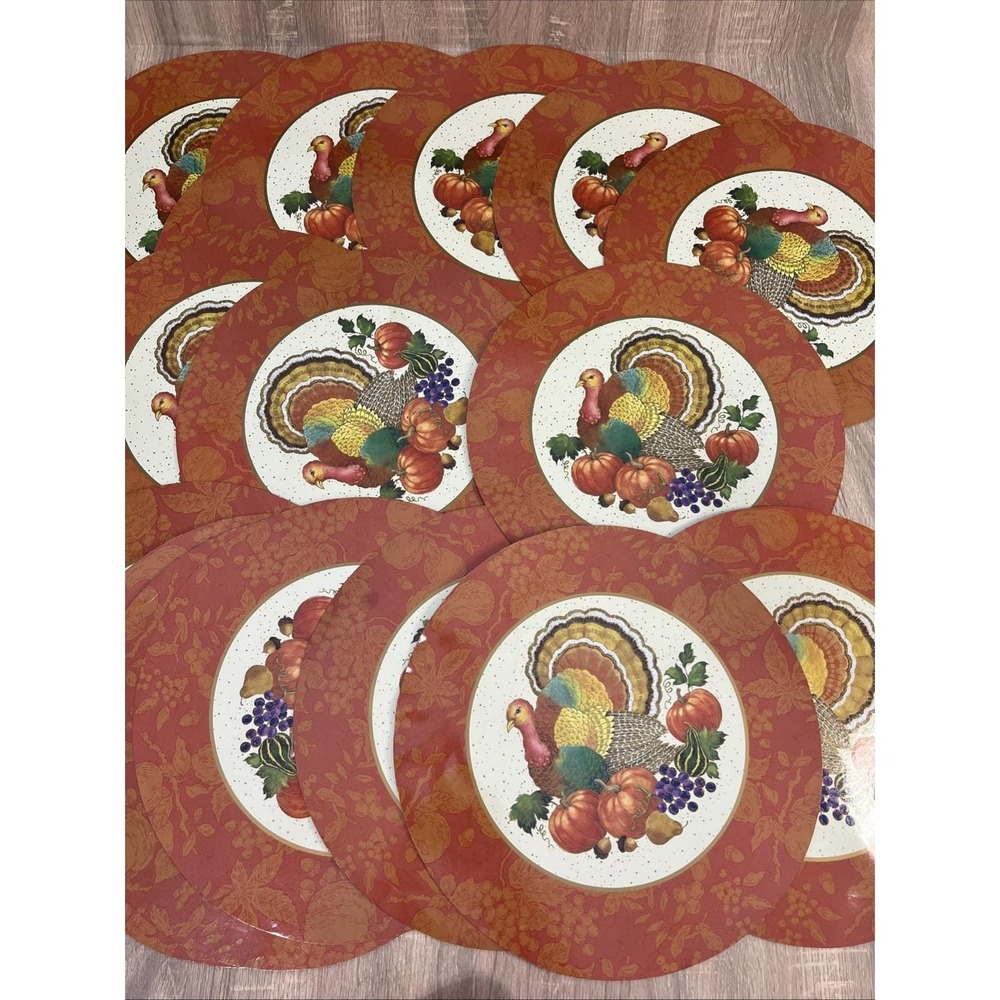 Lot Of 16 Thanksgiving Party Round Paper Kids Activity‎ Placemat 80s by AGC 14"